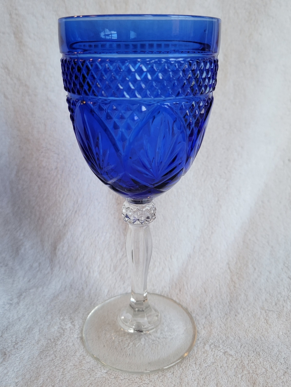 Set of 4 Cristal d’Arques Durand Sapphire Blue vintage Cobalt Cut Crystal Goblet - Picture 4 of 11